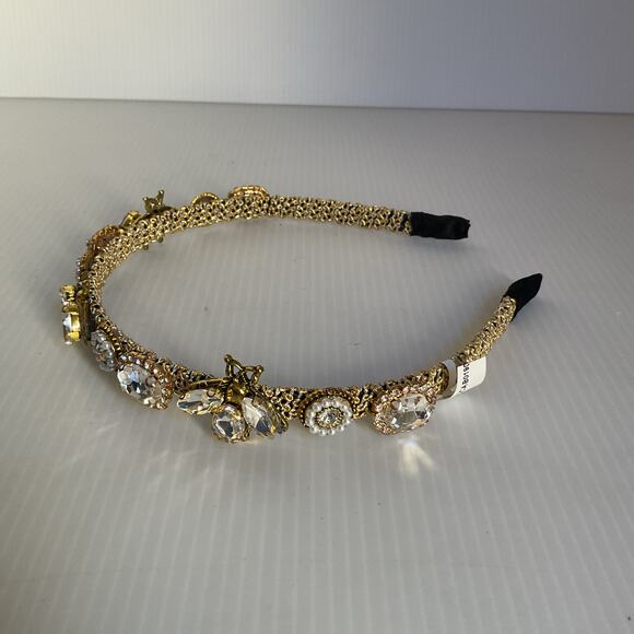 Mexican Artisan Gold Crystal Bee Headband • Handmade • Bridal Wedding Party - Picture 2 of 9